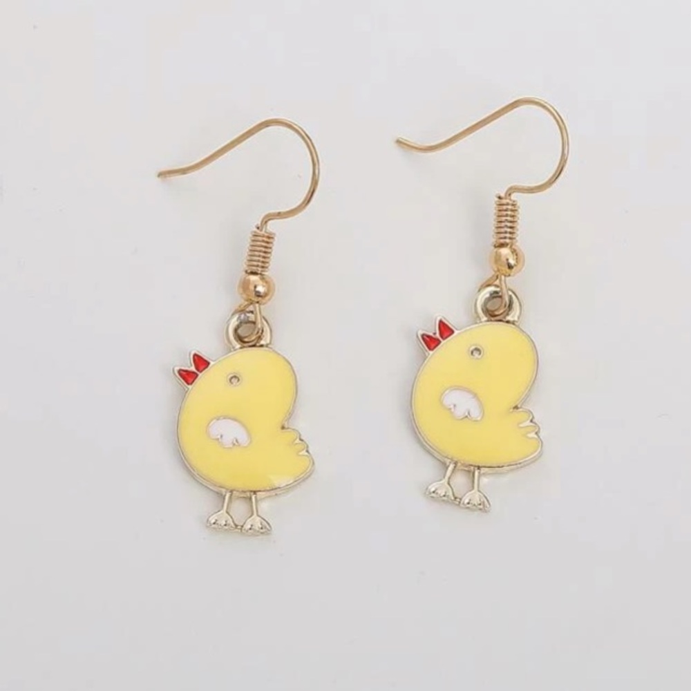 🌻 Cartoon Chicken Drop Earrings - Picture 4 of 4